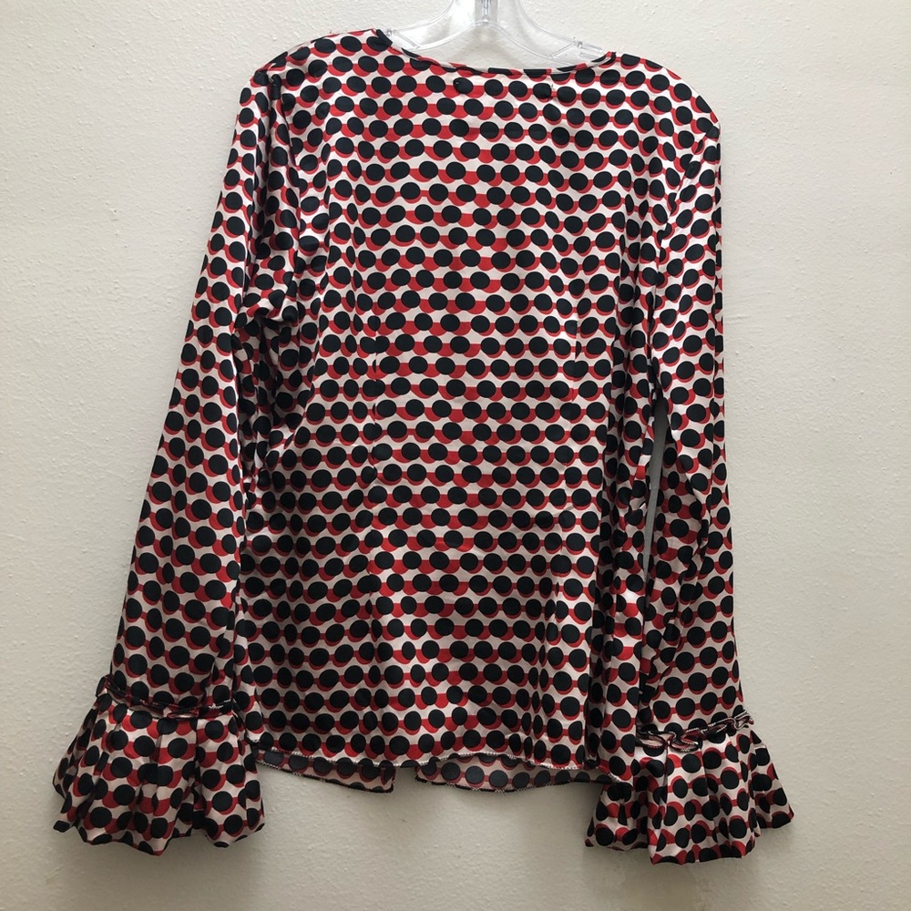 Max Studio Geometric Long Bell Sleeve Button Down Dress Shirt Women's Size M - Picture 8 of 9